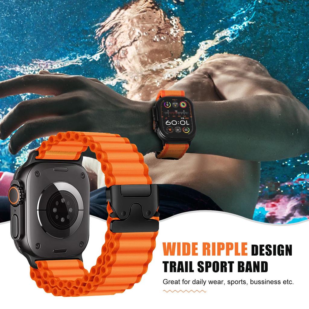 Совместимый ремешок для Apple Ultra2 Ocean iWatch S11/10/9/8: Спортивный нейлоновый ремешок для часов с парашютной пряжкой для бездорожья