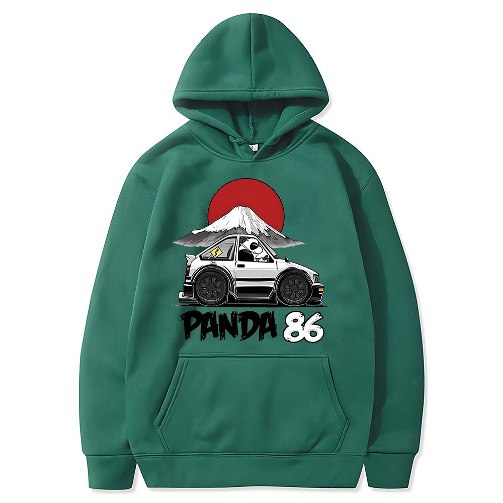 Толстовка с капюшоном в стиле аниме Initial D JDM Panda 86 с мультяшным принтом, японская уличная одежда, унисекс, Sudaderas, повседневная черная толстовка с длинными рукавами, Wo унисекс