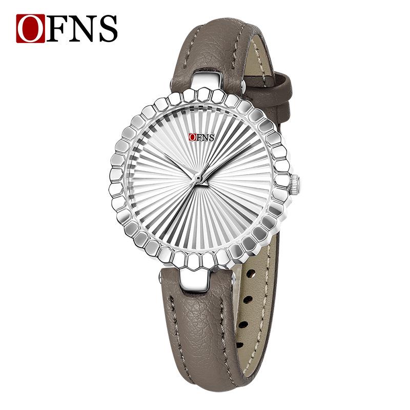 OFNS Light Luxury Women's Quartz Watch - Waterproof, Sunburst Dial, No Numerals