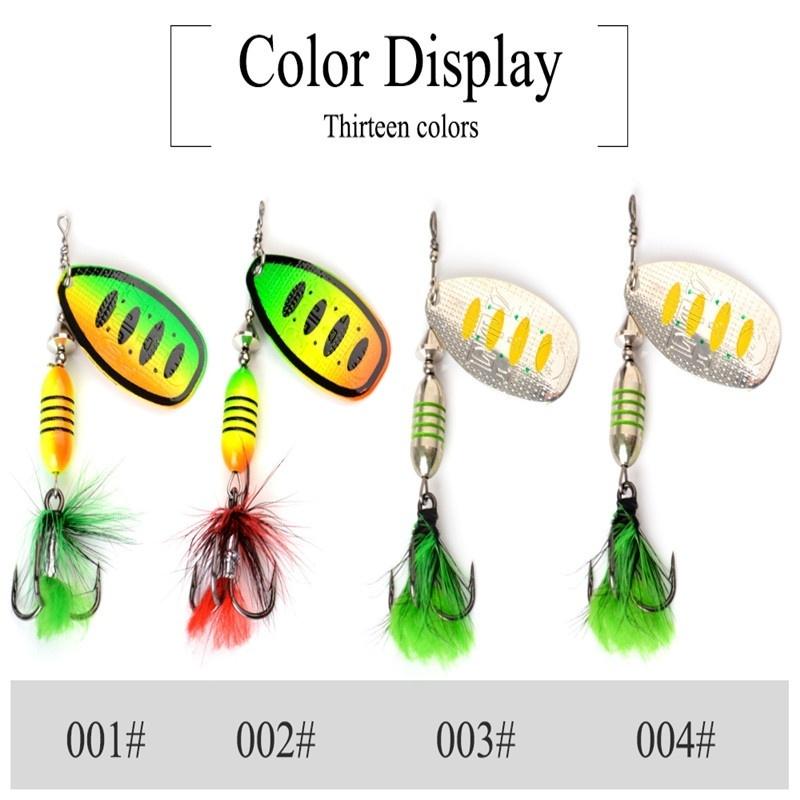 FTK 1pc Spinner Bait 7.5g 12g 17.5g Hard Spoon Bass Lures Metal Fishing Lure With Feather Treble Hooks For Pike Fishing