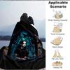 1Pc Gothic Glass Portrait Flannel Blanket, Soft And Comfortable, Casual Warm, Camping Travel, Christmas, Halloween Xmas Gift L1530