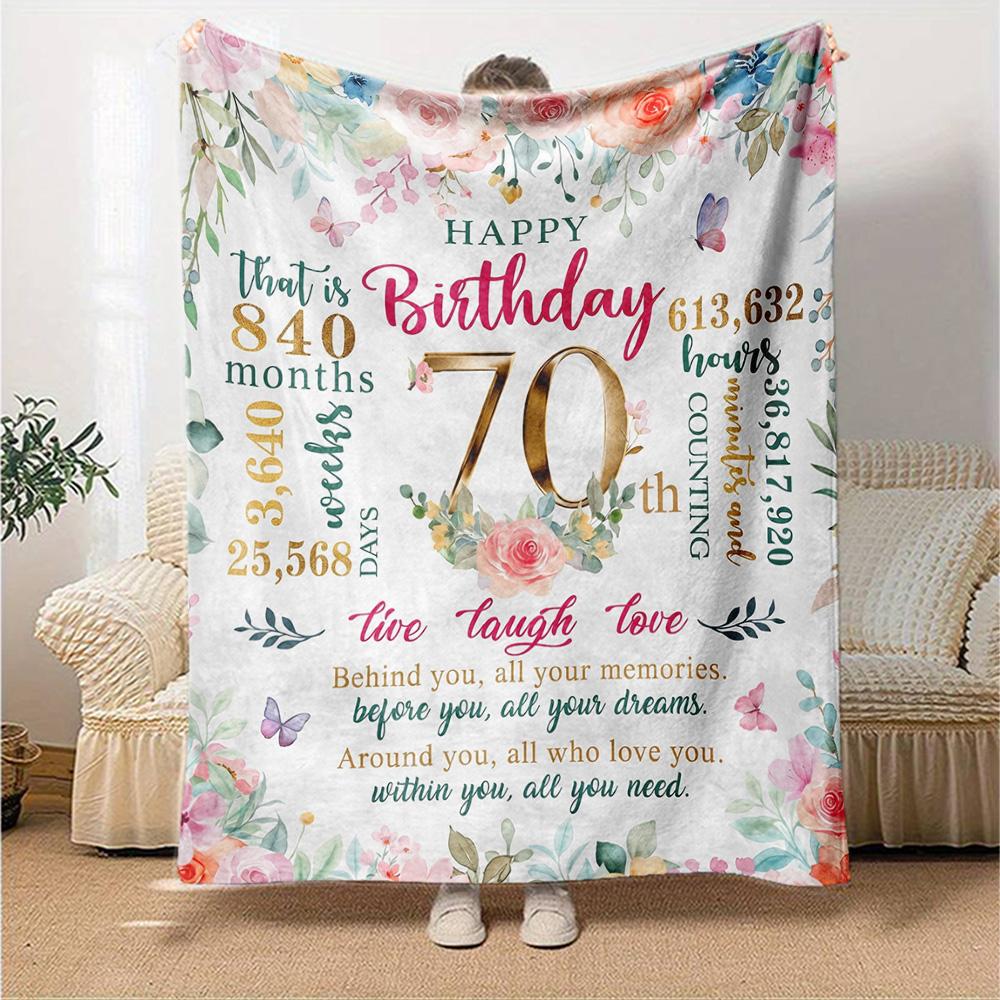 Happy 70Th Birthday Card Throw Blanket Soft Warm Cozy Versatile for Sofa Couch Office Bed Picnics Ideal Best Holiday Gift for Friends, Family Y18