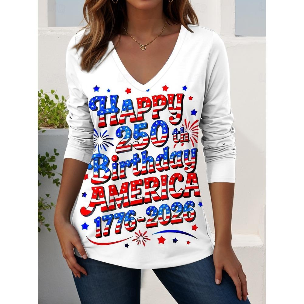 Vintage US Flag 250th anniversary Pattern Women's T-shirt Summer