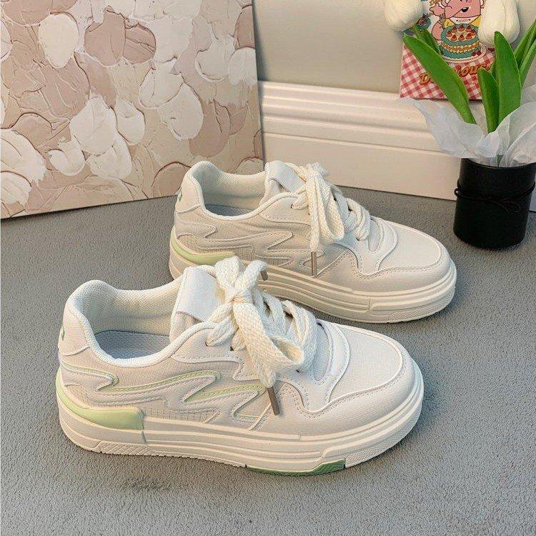 Весенние новые туфли-кеды с толстой подошвой, подходящие по цвету, на шнуровке, с большой головкой, для женщин, для студентов, повседневные спортивные туфли для скейтбординга, женский стиль