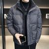 Зимняя новая мужская модная брендовая однотонная повседневная пуховая куртка, мужская куртка с воротником-стойкой, свободная пуховая куртка, утолщенная теплая куртка для мужчин