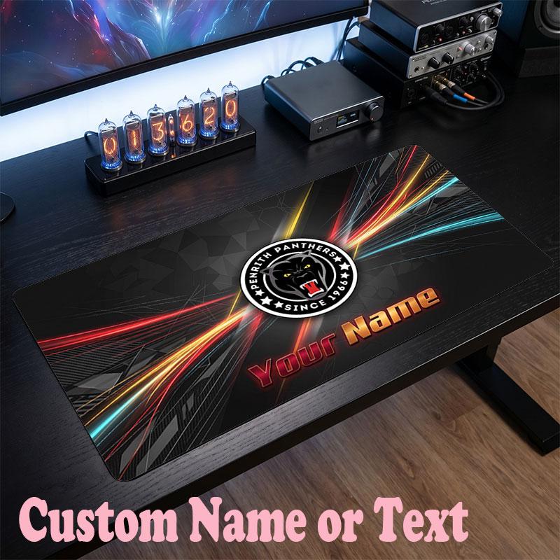 Penrith Panthers Customized Name Text Mouse Pad, Large Desk Mouse Mat Personalized Home Office Present