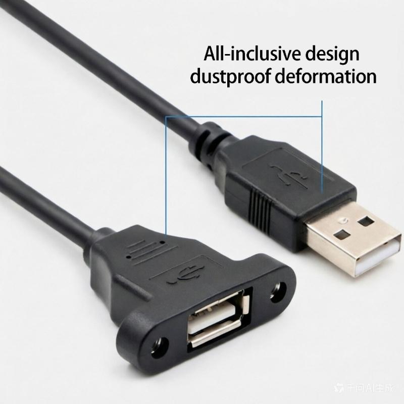 USB 2.0 Удлинительный кабель Папа-Мама с Полной Изоляцией и Креплением на Панель Винтом для Промышленного Настольного Компьютера 30/50/100/150/200 см