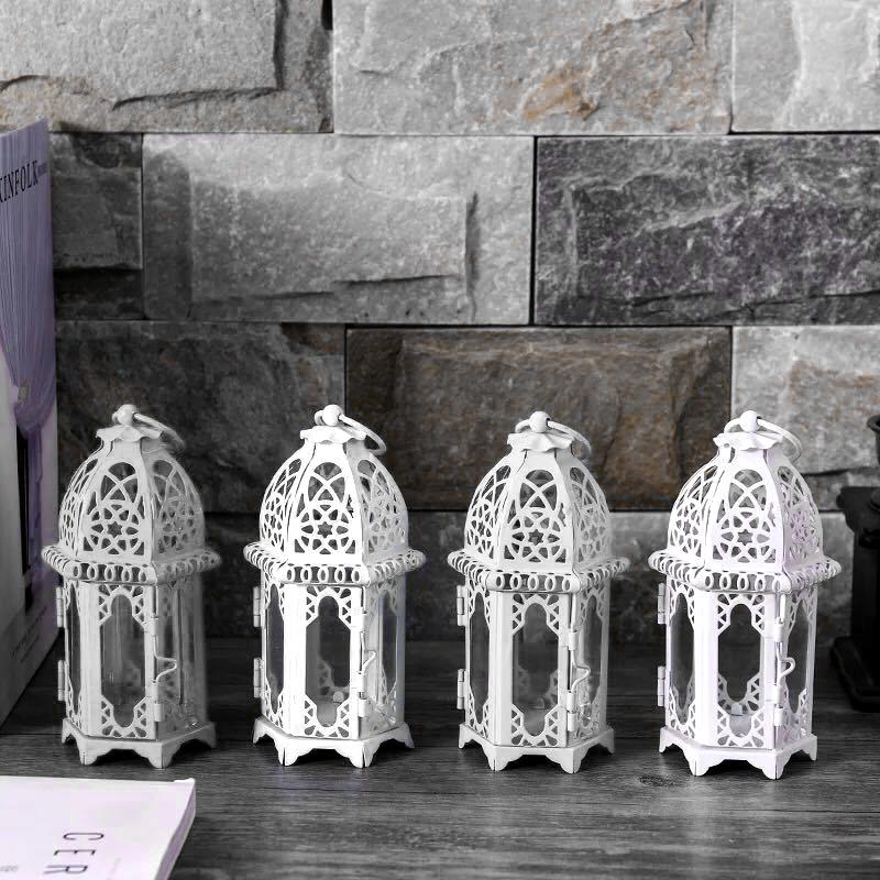 Iron Art Candlestick Glass Ambience Candle Holder Ornaments Home Decor