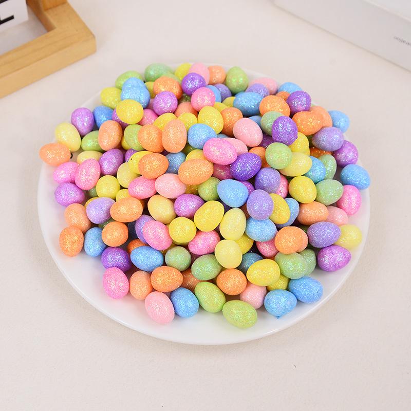 80pcs Glitter Easter Eggs Mini Colorful Foam Bird Pigeon Happy Easter Party Home Decoration Kids Gift Basket Filler DIY Crafts