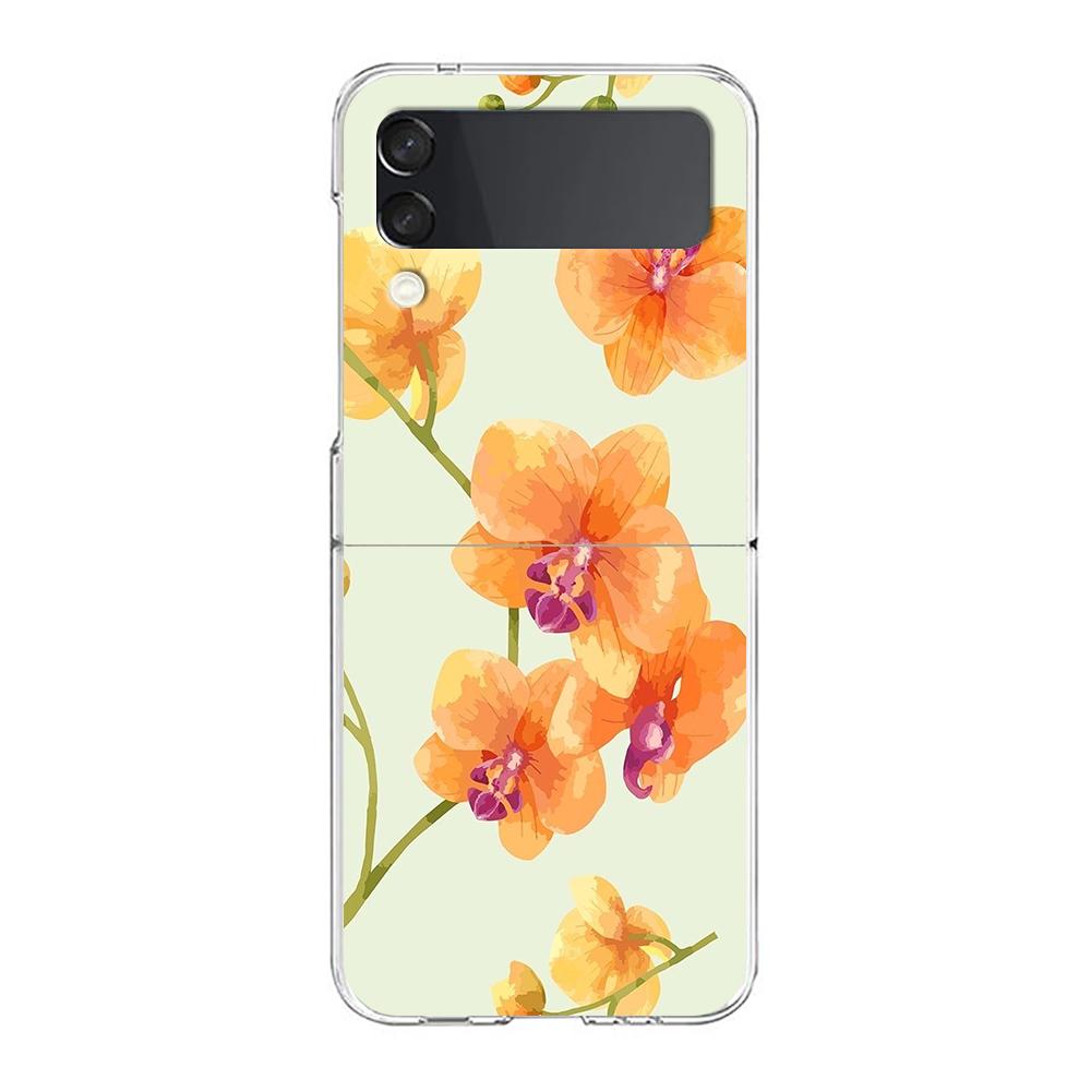 Прозрачный чехол для телефона Samsung Galaxy Z Flip 3 4 5 6 7 Жесткий складной ПК Z Flip3 Flip4 Чехол Цветок Милый Фея Рыба Картина
