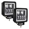Biqing 2PCS LED Work Light Offroad Driving Fog Waterproof Square Car Spot Lights with White Halo DRL 12V 24V 24V for Truck Tractor SUV ATV 4x4 Lights,