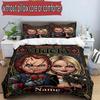 3pcs Duvet Cover Set (1*Duvet Cover + 2*Pillowcase, Without Core), Custom Name Horror Theme Chucky Pattern Bedding Set, Home Bedroom Decor Gift