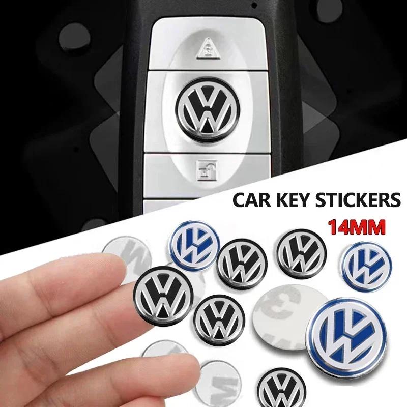 For Volkswagen VW Car Goods 14MM Remote Car Key Stickers Emblem Accessories For Volkswagen Jetta MK5 MK6 Golf-4 5 6 7 Passat 3B7