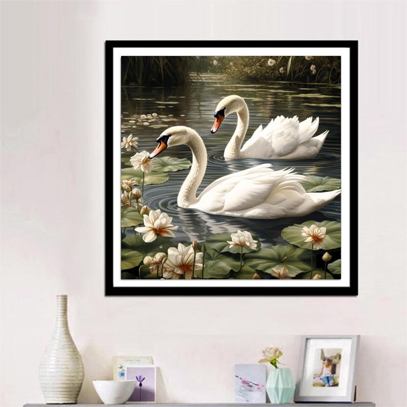 5d DIY Diamond Painting Cross Stitch Animal Swan Lotus Flower Diamond Embroidery Mosaic Full Round Drill Home Decor Arts