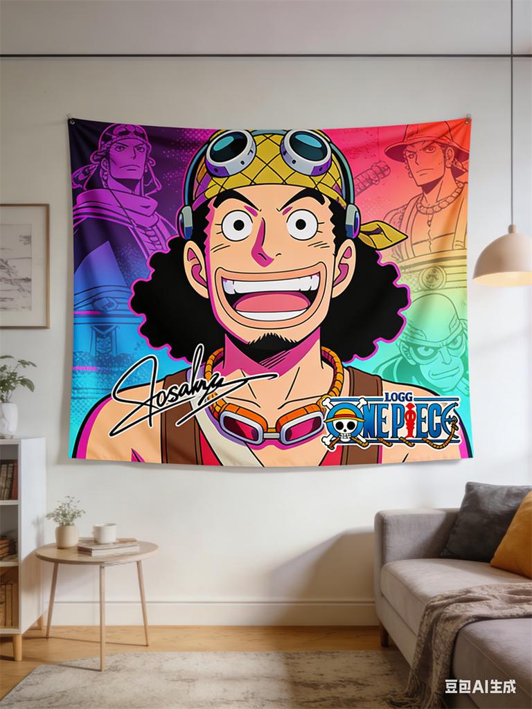 Декоративное настенное панно по аниме One Piece, тематика Усопп, декоративная ткань для гостиной, спальни, комнаты в общежитии