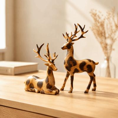 1 Pair Realistic Christmas Deer Figurine Vintage Animal Tabletop Figurine  Living Room