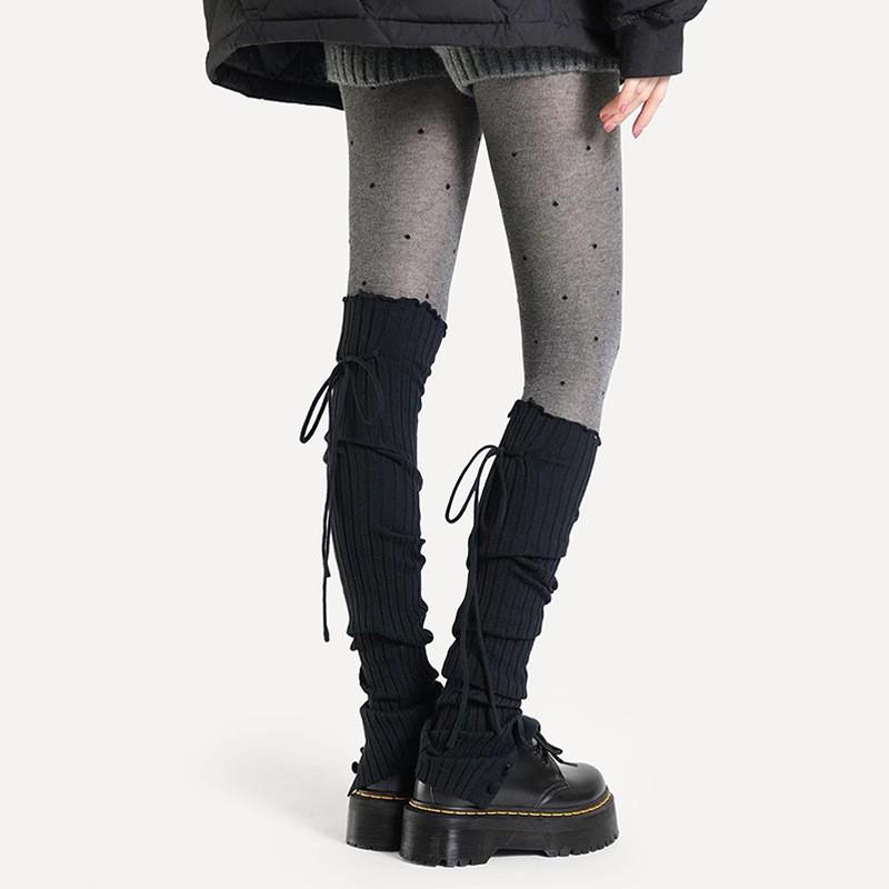 Popular Ballet Yoga Socks Women'S Straps Autumn And Winter Thickened Stack Socks Cover Lace Jk Over The Knee Leg Cover Warm Split Fork