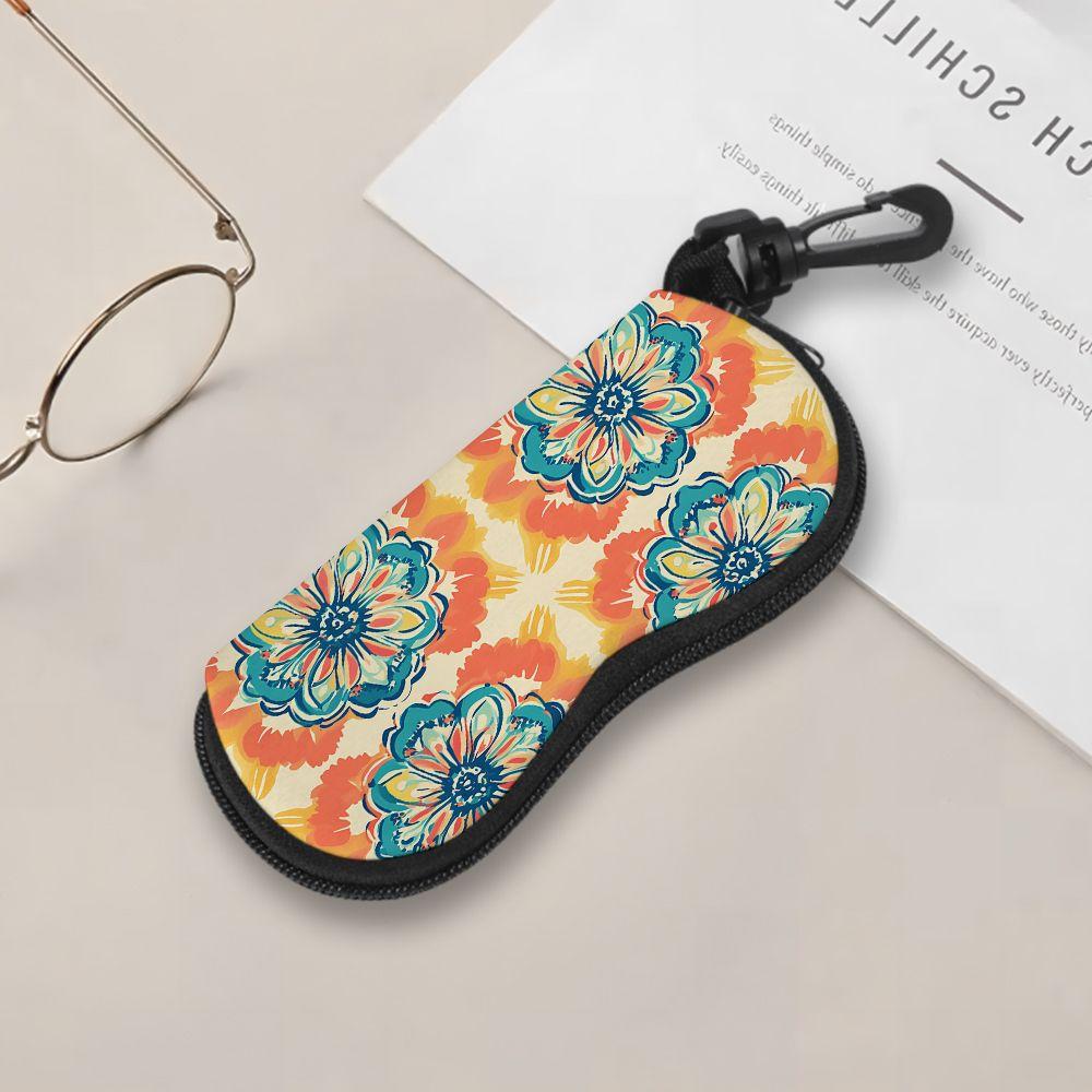 2D-Vintage Floral Pattern Eyewear Protector, Sunglasses Case, Soft Portable Eyeglasses Holder, Stylish Travel Accessories for Women