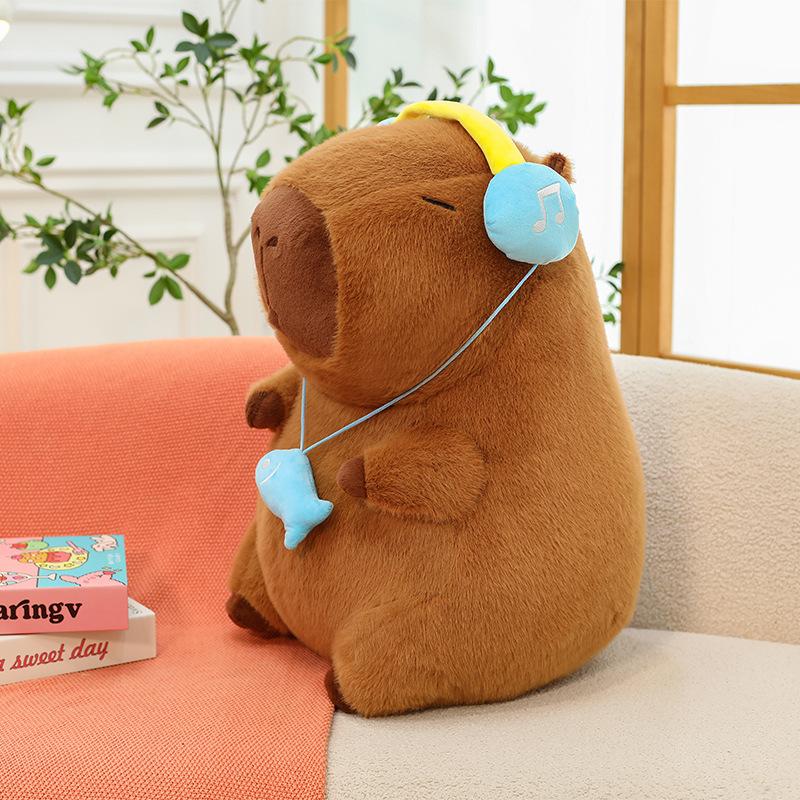Magic Headphones Capybara Doll Large Kapibara Plush Doll Sleeping Pillow