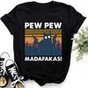 New Pew Pew Madafakas T Shirt Novelty Funny Cat Vintage Crew Neck Men'S T-Shirt Funny Shirt
