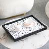 Light Luxury High-end Imitation Horsehair Tray Villa Entrance Ornaments Model Room Bedroom Jewelry Leather Storage Tray Decorations