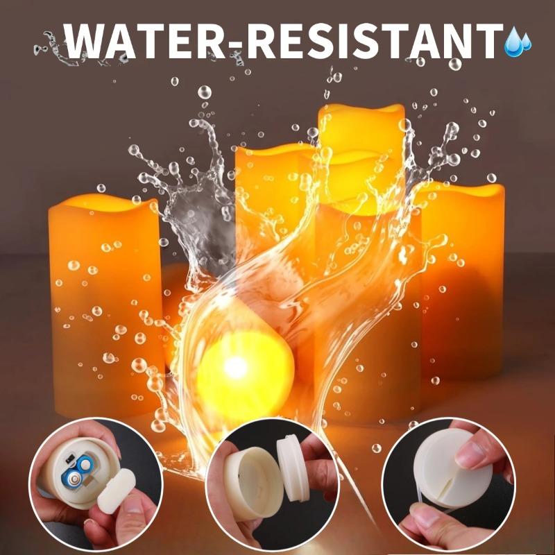 Outdoor Waterproof Flameless Candles Battery Operated LED Pillar Candle with Remote Timer for Home Wedding Holiday Decor