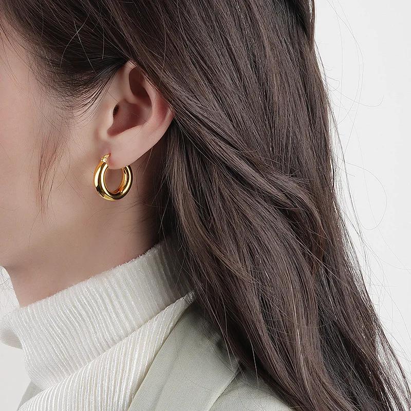 Посеребренные массивные серьги-кольца для женщин с геометрическим рисунком в стиле панк, украшения для ушей, подарки на вечеринку