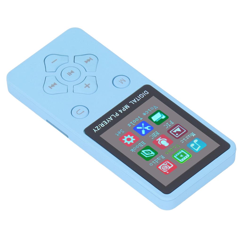 MP3 MP4 Player Bluetooth 5.0 Super Thin 1.8 Inch Color Screen 128G Expandable Memory Portable Video Music Player Blue