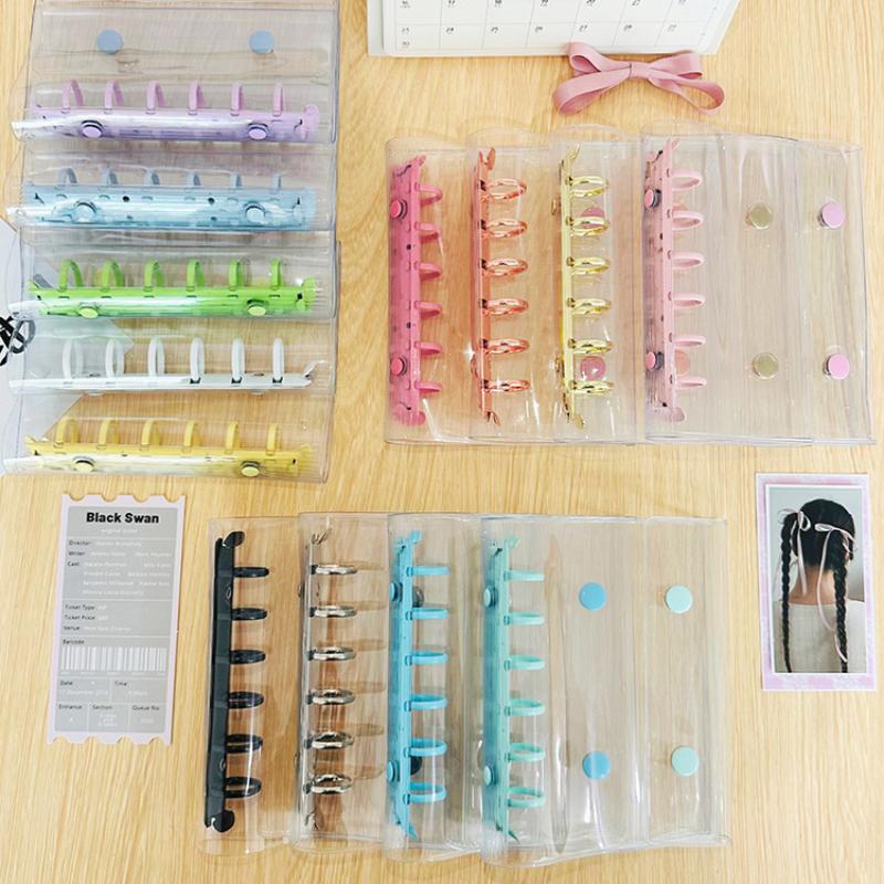 A7 Double Botton Colorful Transparent PVC Soft Cover Binder Cover Journal Sketchbook Accessories Diary Office Supplies