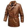 Мужская мотоциклетная куртка большого размера из стираной ПУ-кожи