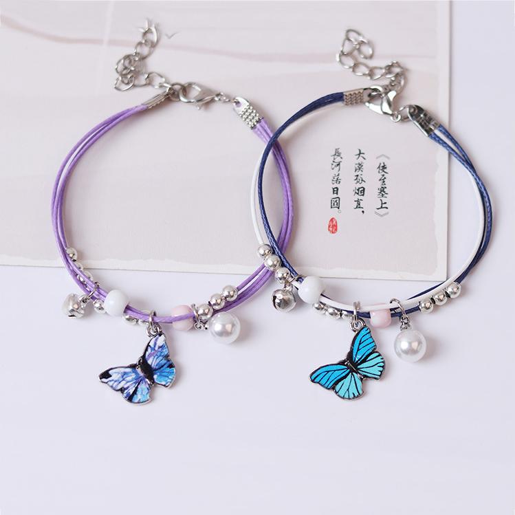 iF ME Корейский браслет для пар с бабочками, персонализированные многослойные браслеты, ювелирные аксессуары, подарок