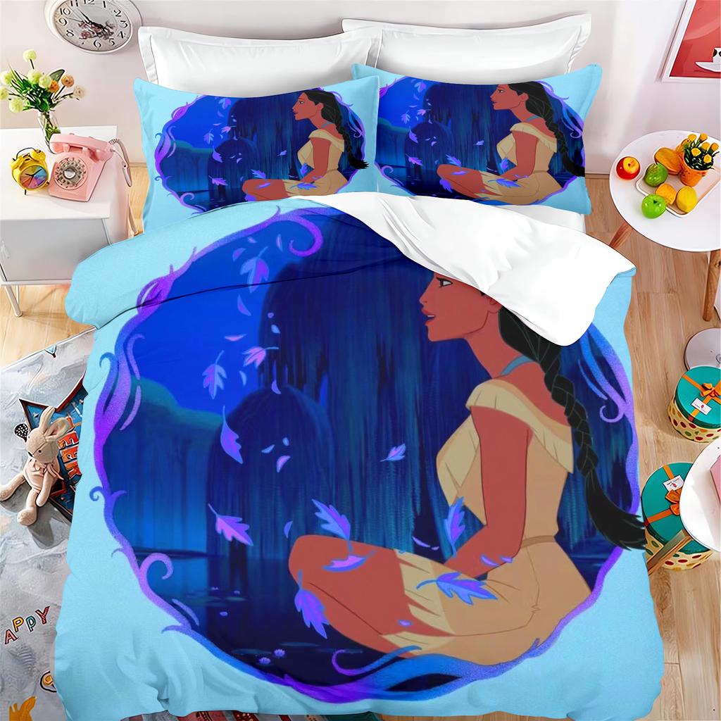 Pocahontas Fairytale Princess Cute Printed Bedding, Anime Cartoon Quilt Cover,  Polyester, Skin Friendly, Breathable