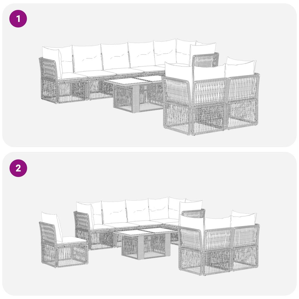 Garden Sofa Set 8 Pieces Black Poly Rattan