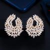 CMM Dazzling Cubic Zirconia Wedding Golden Color Jewelry Big U Shaped Stud Earrings