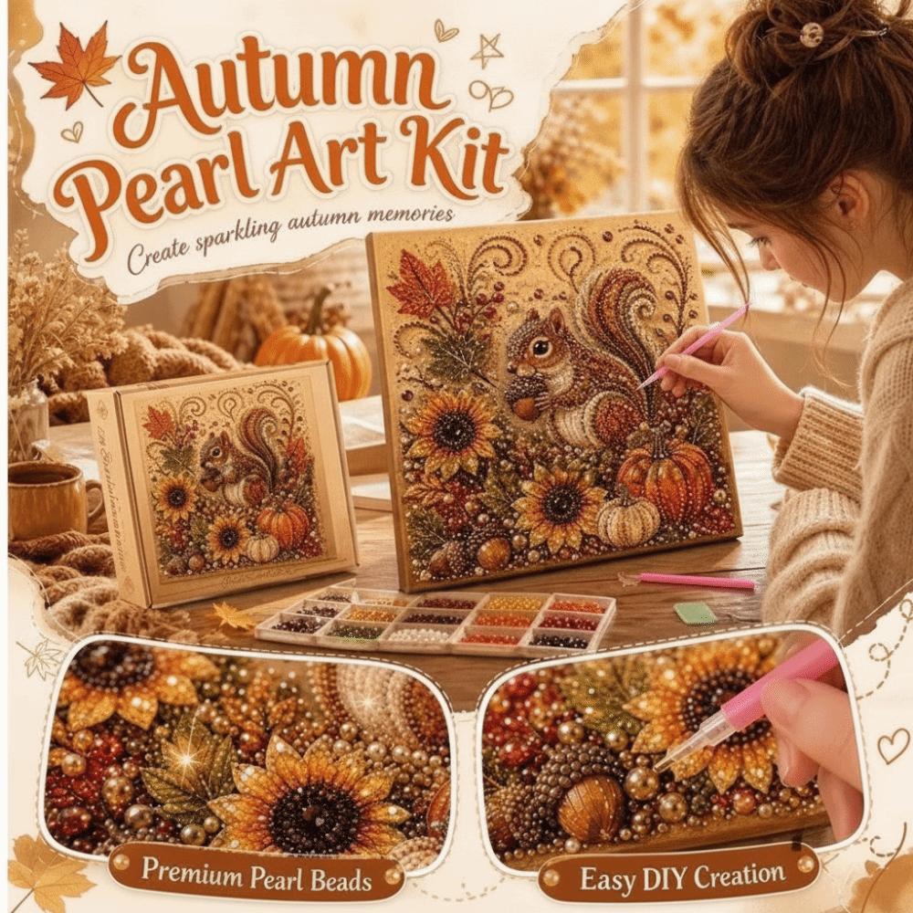 Fall Theme Painting Art Kit Autumn Theme Beaded Canvas Art Pearl Painting Kit For Adults