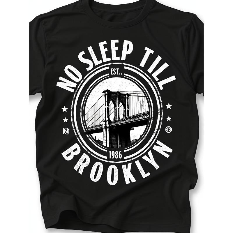 Европейские размеры Мужские футболки Круглый вырез Футболка "No Sleep Till Brooklyn" Футболка с принтом Повседневная Простая Летняя охлаждающая футболка