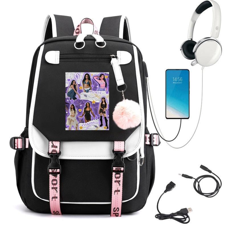 KATSEYE K-Pop Girl Group Print Backpack Large Capacity School Student Bookbag Water-Resistant Travel Daypack 60123-8