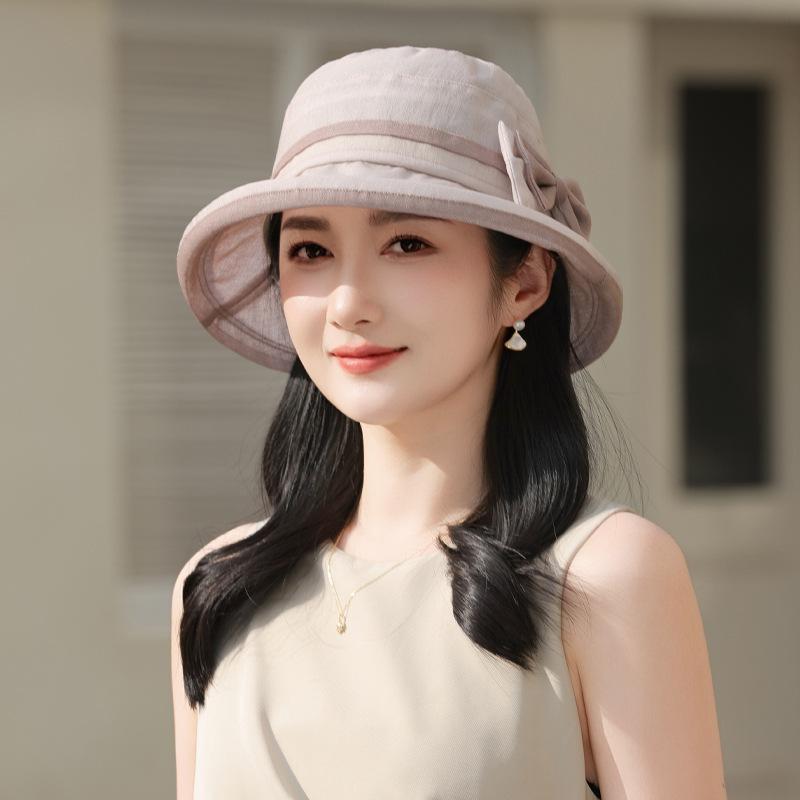 Летняя новая шляпа женская солнцезащитная солнцезащитная шляпа модный бант универсальная шляпа-ведро солнцезащитная солнцезащитная шляпа-панама