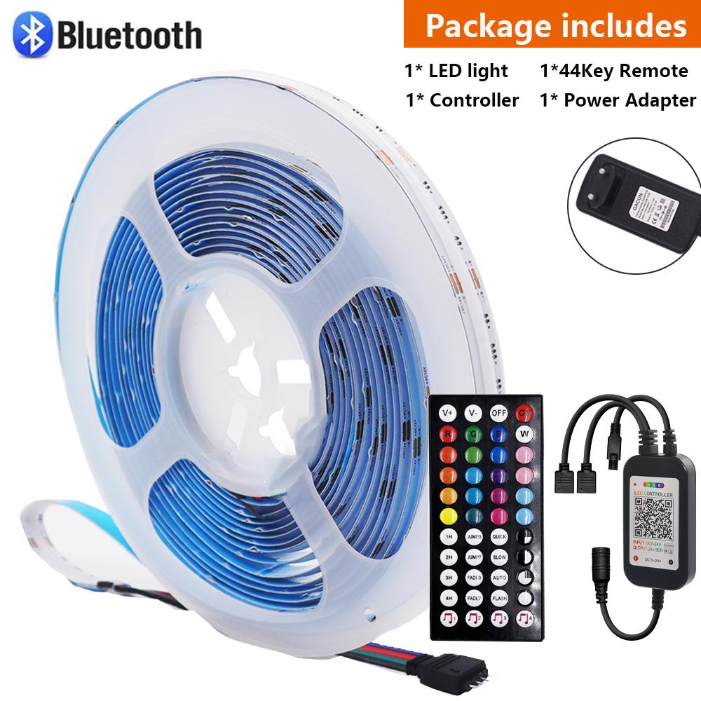 12В Wi-Fi Bluetooth RGB COB Светодиодная лента Пульт ДУ 44 клавиши 24 клавиши Комплект питания 840 светодиодов/м Гибкая световая лента Декор для дома 1 2 рулона