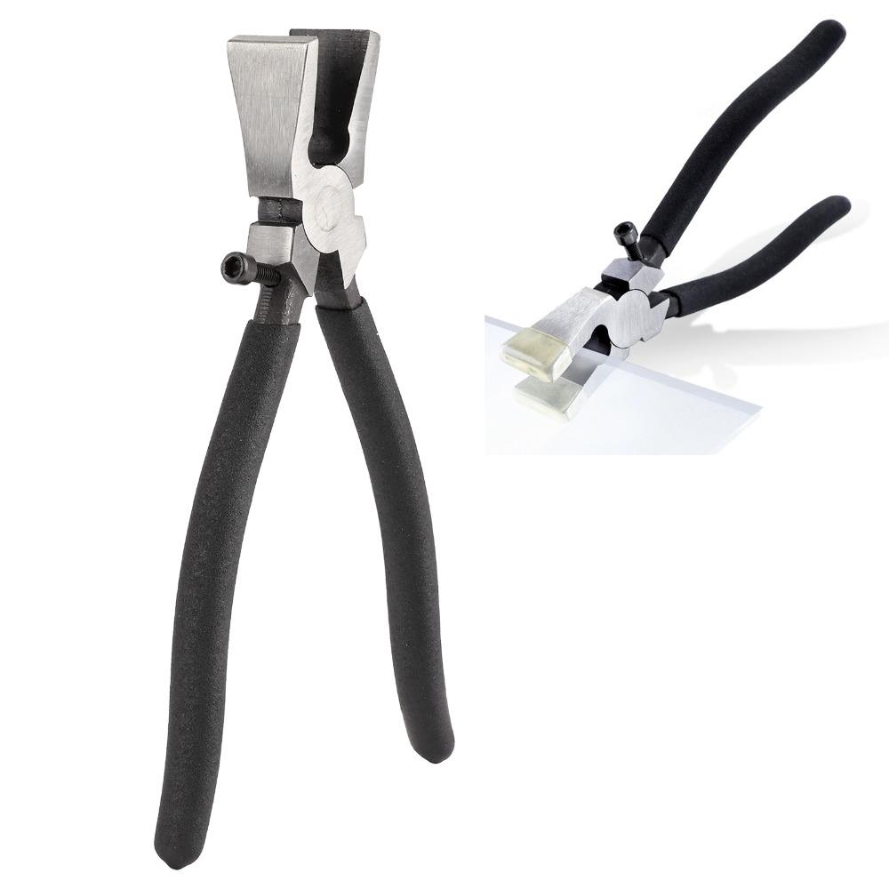 Black Glass Pliers Rubber Tips Flat Nose Pliers Glass Breaking Tool Stained Glass and Mosaics Work