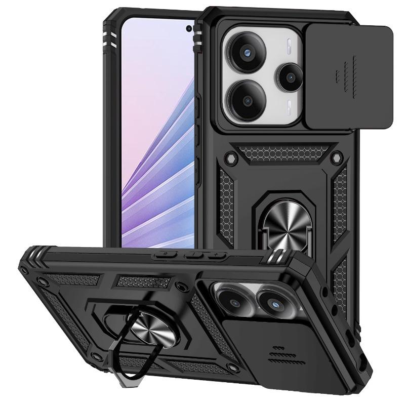 Подходит для чехла телефона Xiaomi Redmi Note 10 11 13 14 Pro с автомобильным магнитным кольцом-держателем, сдвижной защитой объектива камеры, противоударный чехол
