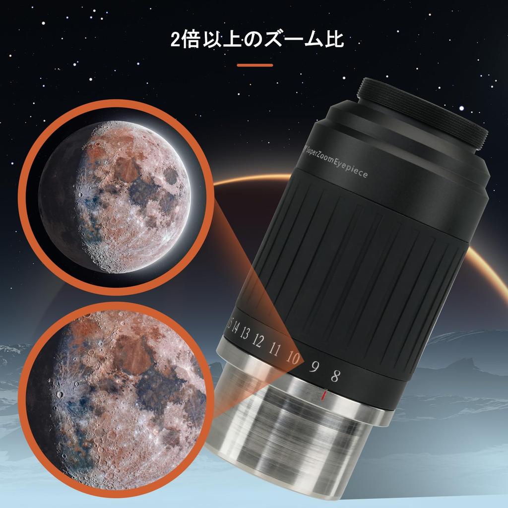 SVBONY SV230 Зум-телескоп Поле зрения Асферический Парфокальный для Астрономических Лунных и Планетных Наблюдений Окуляр, 1,25" и 2" FMC, Длина 8-20 мм,