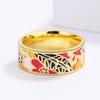 Korean Style Geometric Floral Pastoral Japanese Colored Glue Drop Enamel Ring for Women