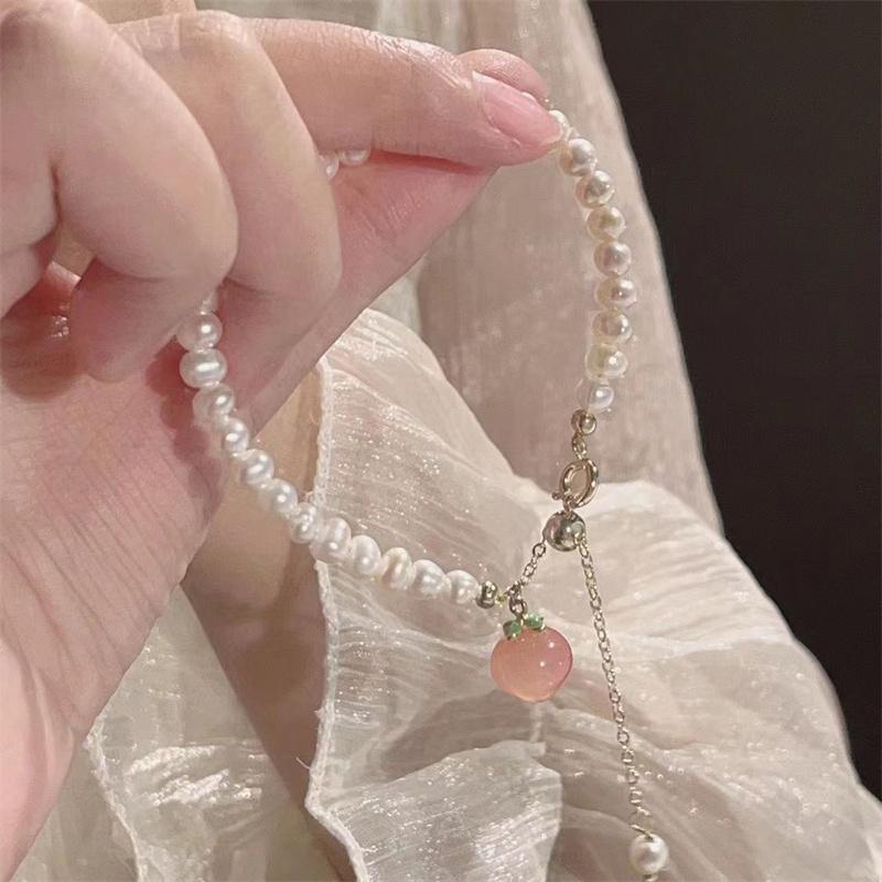 Корейский браслет с подвеской в виде персика для дам, элегантный браслет с цепочкой в стиле барокко, ювелирные изделия, подарок на вечеринку