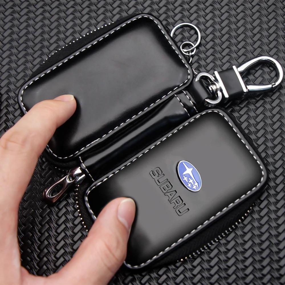 Leather Key Wallet Car Key Bag Multi Function Key Case for Subaru Forester XV Legacy WRX Tribeca Levorg BRZ Crosstrek Accessorie