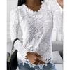 Spring and Autumn Women's Blouse Round Neck Lace Temperament Elegant Long Sleeve Top