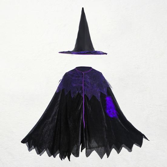 1 комплект, костюм для малышей с короткими рукавами, улучшающий атмосферу, полиэстер, платье для Хэллоуина для маленьких девочек с комплектом шляпы ведьмы для вечеринки