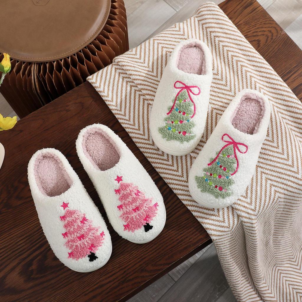Christmas Grinch Cotton Slippers for Men & Women - Cozy Winter Furry Footwear