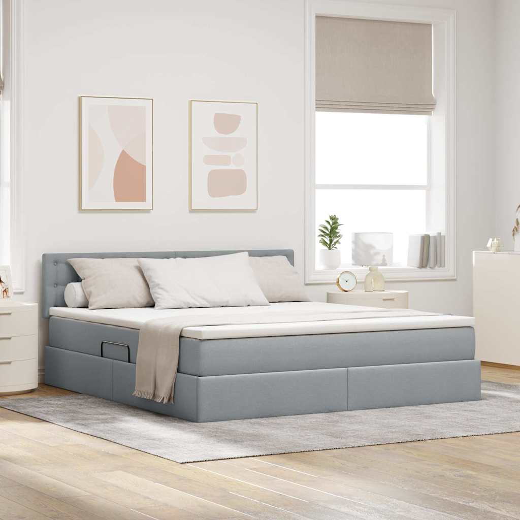 Storage Bed with Mattress Light Grey 160 x 200 cm