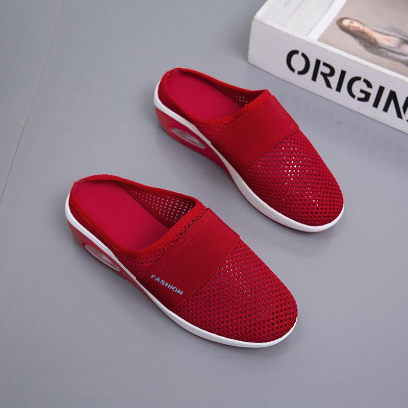 Женские прогулочные туфли без шнуровки на воздушной подушке, ортопедические женские сабо на платформе для диабетиков, легкие сетчатые тапочки на танкетке, женские кроссовки